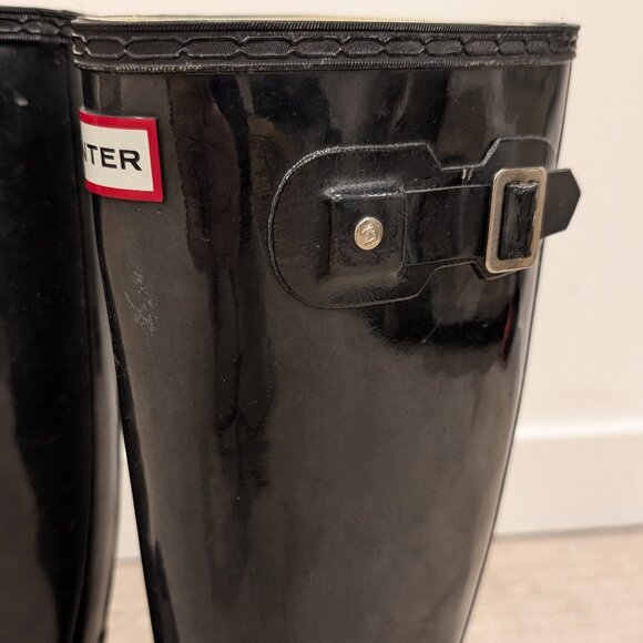 Hunter Original Tall Gloss Rain Boots - Women's sz 7 - Picture 3 of 9